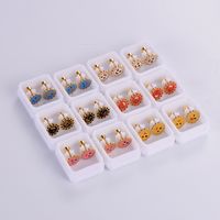 12 Pairs Casual Cute Simple Style Animal Devil's Eye Fruit Sequins Plating Inlay 304 Stainless Steel Acrylic Turquoise Shell Ear Studs sku image 4