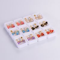 12 Pairs Casual Cute Simple Style Animal Devil's Eye Fruit Sequins Plating Inlay 304 Stainless Steel Acrylic Turquoise Shell Ear Studs sku image 1