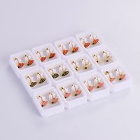 12 Pairs Casual Cute Simple Style Animal Devil's Eye Fruit Sequins Plating Inlay 304 Stainless Steel Acrylic Turquoise Shell Ear Studs sku image 2