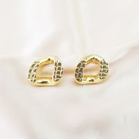 1 Pair Vintage Style Geometric Circle Polishing Plating Copper Gold Plated Ear Studs main image 4