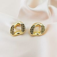1 Pair Vintage Style Geometric Circle Polishing Plating Copper Gold Plated Ear Studs main image 6