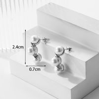 1 Pair Simple Style C Shape Plating Inlay Stainless Steel Pearl 18k Gold Plated Ear Studs main image 2