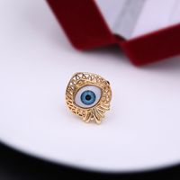 Simple Style Commute Devil's Eye Arylic Copper Plating Hollow Out Inlay Acrylic Zircon 18k Gold Plated Unisex Open Rings sku image 14