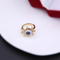 Simple Style Commute Devil's Eye Arylic Copper Plating Hollow Out Inlay Acrylic Zircon 18k Gold Plated Unisex Open Rings sku image 12