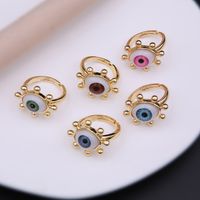 Simple Style Commute Devil's Eye Arylic Copper Plating Hollow Out Inlay Acrylic Zircon 18k Gold Plated Unisex Open Rings main image 7