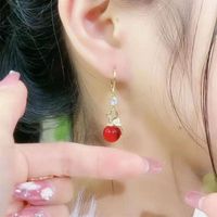 1 Pair Simple Style Peacock Plating Inlay Copper Artificial Crystal Gold Plated Drop Earrings main image 4