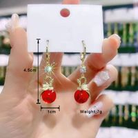 1 Pair Simple Style Peacock Plating Inlay Copper Artificial Crystal Gold Plated Drop Earrings main image 2