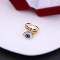 Simple Style Commute Devil's Eye Arylic Copper Plating Hollow Out Inlay Acrylic Zircon 18k Gold Plated Unisex Open Rings sku image 10