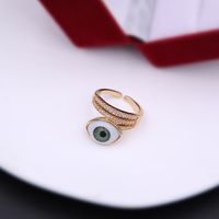 Simple Style Commute Devil's Eye Arylic Copper Plating Hollow Out Inlay Acrylic Zircon 18k Gold Plated Unisex Open Rings sku image 7