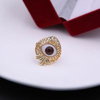 Simple Style Commute Devil's Eye Arylic Copper Plating Hollow Out Inlay Acrylic Zircon 18k Gold Plated Unisex Open Rings sku image 2