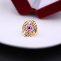 Simple Style Commute Devil's Eye Arylic Copper Plating Hollow Out Inlay Acrylic Zircon 18k Gold Plated Unisex Open Rings sku image 5