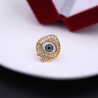 Simple Style Commute Devil's Eye Arylic Copper Plating Hollow Out Inlay Acrylic Zircon 18k Gold Plated Unisex Open Rings sku image 8