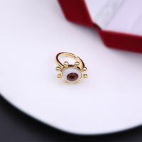 Simple Style Commute Devil's Eye Arylic Copper Plating Hollow Out Inlay Acrylic Zircon 18k Gold Plated Unisex Open Rings sku image 3