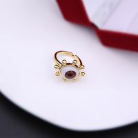 Einfacher Stil Pendeln Teufels Auge Aryl Kupfer Überzug Aushöhlen Inlay Acryl Zirkon 18 Karat Vergoldet Unisex Offener Ring sku image 3