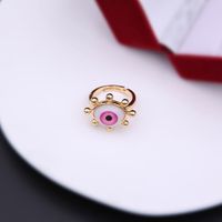 Simple Style Commute Devil's Eye Arylic Copper Plating Hollow Out Inlay Acrylic Zircon 18k Gold Plated Unisex Open Rings sku image 6
