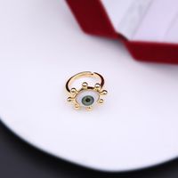 Simple Style Commute Devil's Eye Arylic Copper Plating Hollow Out Inlay Acrylic Zircon 18k Gold Plated Unisex Open Rings sku image 9