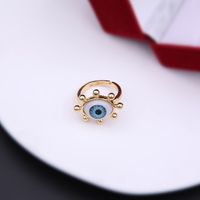 Simple Style Commute Devil's Eye Arylic Copper Plating Hollow Out Inlay Acrylic Zircon 18k Gold Plated Unisex Open Rings sku image 15