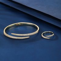 Elegant Lady Geometric Copper Inlay Zircon White Gold Plated Rings Bracelets main image 4