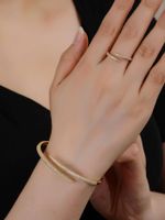 Elegant Lady Geometric Copper Inlay Zircon White Gold Plated Rings Bracelets main image 5