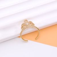 Shiny Crown Copper 18k Gold Plated Artificial Pearls Zircon Open Rings In Bulk sku image 1