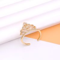 Shiny Crown Copper 18k Gold Plated Artificial Pearls Zircon Open Rings In Bulk sku image 9