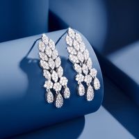 1 Pair Luxurious Snowflake Plating Inlay Brass Zircon White Gold Plated Ear Studs main image 1