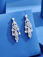 1 Paire Luxueux Les Gouttelettes D'eau Placage Incruster Laiton Zircon Or Blanc Plaqué Boucles D'oreilles sku image 1