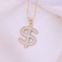Simple Style Shiny Symbol Copper 18k Gold Plated Zircon Pendant Necklace In Bulk sku image 6