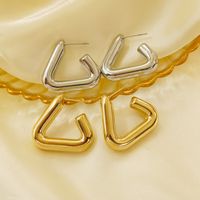 1 Pair Simple Style Solid Color Plating 304 Stainless Steel 14K Gold Plated Ear Studs main image 1