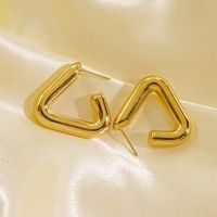 1 Pair Simple Style Solid Color Plating 304 Stainless Steel 14K Gold Plated Ear Studs main image 4