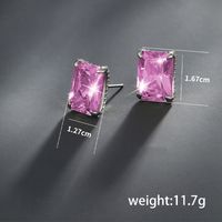 1 Pair Xuping Simple Style Square Plating Inlay Alloy Zircon White Gold Plated Ear Studs main image 3