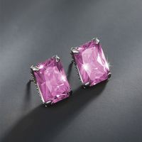 1 Pair Xuping Simple Style Square Plating Inlay Alloy Zircon White Gold Plated Ear Studs main image 2