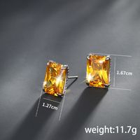 1 Pair Xuping Simple Style Square Plating Inlay Alloy Zircon White Gold Plated Ear Studs main image 6