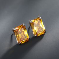 1 Pair Xuping Simple Style Square Plating Inlay Alloy Zircon White Gold Plated Ear Studs main image 5