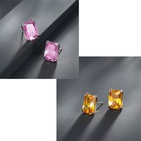 1 Pair Xuping Simple Style Square Plating Inlay Alloy Zircon White Gold Plated Ear Studs main image 4