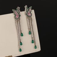 1 Pair Elegant Xuping Modern Style Butterfly Tassel Inlay Alloy Copper Alloy Artificial Gemstones White Gold Plated Drop Earrings main image 5