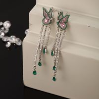 1 Pair Elegant Xuping Modern Style Butterfly Tassel Inlay Alloy Copper Alloy Artificial Gemstones White Gold Plated Drop Earrings main image 4