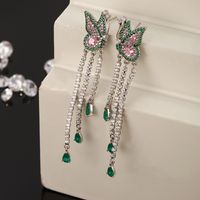 1 Pair Elegant Xuping Modern Style Butterfly Tassel Inlay Alloy Copper Alloy Artificial Gemstones White Gold Plated Drop Earrings main image 1