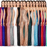 Women's Party Street Sexy Solid Color Full Length Sequins Jumpsuits main image 1
