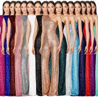 Women's Party Street Sexy Solid Color Full Length Sequins Jumpsuits main image 6