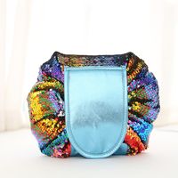 Casual Solid Color Sequin Flannel Storage Bag Makeup Bags sku image 1