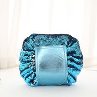 Casual Solid Color Sequin Flannel Storage Bag Makeup Bags sku image 3