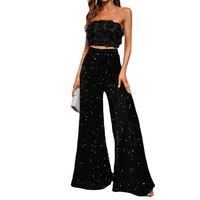 Women's Party Street Fashion Solid Color Full Length Sequins Wide Leg Pants main image 3