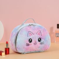Cute Animal Heart Shape Plush Flannel Square Makeup Bags sku image 2