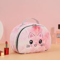 Cute Animal Heart Shape Plush Flannel Square Makeup Bags sku image 6