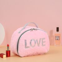 Cute Animal Heart Shape Plush Flannel Square Makeup Bags sku image 5
