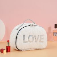 Cute Animal Heart Shape Plush Flannel Square Makeup Bags sku image 3