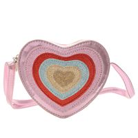 Girl's Pu Leather Color Block Cute Heart-shaped Zipper Crossbody Bag main image 3