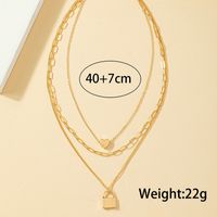 Simple Style Heart Shape Lock Gold Plated Alloy Wholesale Three Layer Necklace main image 5