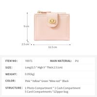 Women's Solid Color Pu Leather Zipper Lock Clasp Wallets main image 2